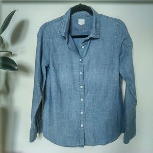 J.Crew Polka-Dot Chambray Button-Down - M